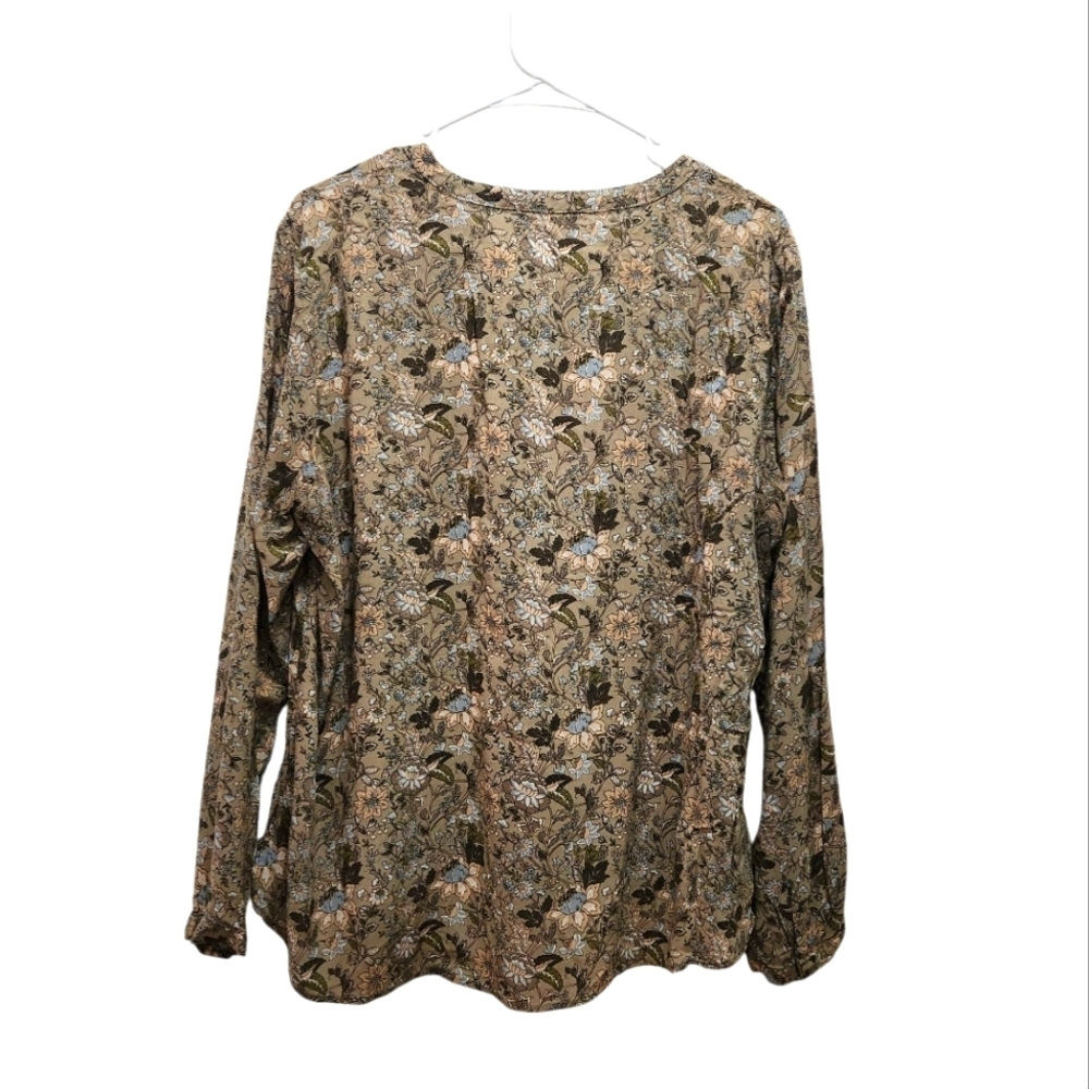LC Waikiki LCW Boho Peasant Style Blouse Size 44 XXL Brown Tan Floral Paisley - Picture 2 of 5